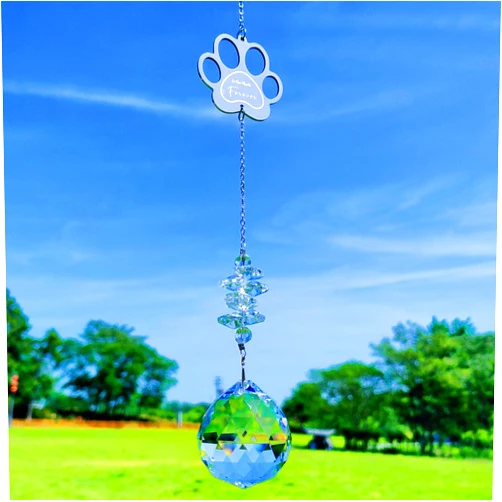 Alivagar Dog Memorial Gifts, Paw Print Sun Catcher Dogs Cats Pet Remembrance, Crystal Ball Window Suncatcher, Bereavement Grief Sympathy Gift (paw Clear)
