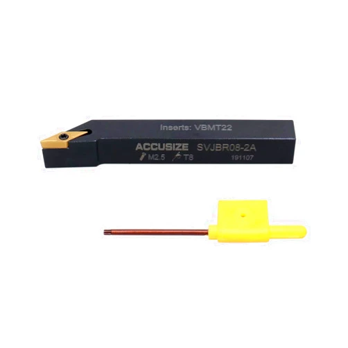 Accusize Industrial Tools 1/2'' Shank x 4'' Overall Length Svjb Tool Holder, Right Hand Cutting with Vbmt22 Carbide Insert, 2373-5006