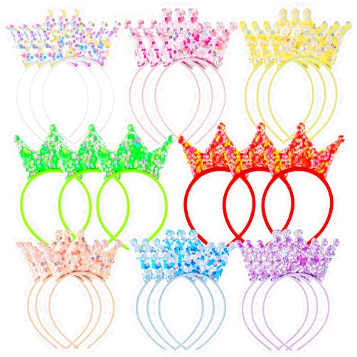Jenaai 24 Packs Princess Crowns Headband Glitter Headbands Crown Party Favors Princess Birthday Party Decorations for Girls