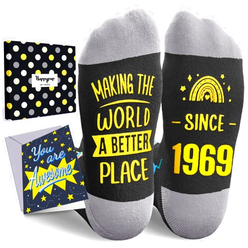 HAPPYPOP Birthday Gift Ideas for Men Women - Socks for 40 45 50 55 Year Old Middle Aged, Birthday Gifts for Him Her