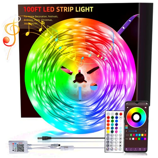HBOWMDJIA 65.5ft Led Lights for Bedroom, Led Strip Lights Music Sync Corlor Changing, Led Light Strip with Remote & App Control RGB Strip, Led Lights for Room Dorm Home Classroom Ceiling Decor