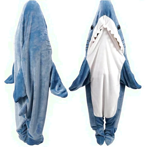 DDMY Shark Onesie Shark Blanket, Flannel Blanket Hoodie Wearable Blanket Halloween Costumes for Cosplay, Cartoon Throw Blankets Shark Sleeping Bag Blanket Halloween Blanket Christmas Blanket