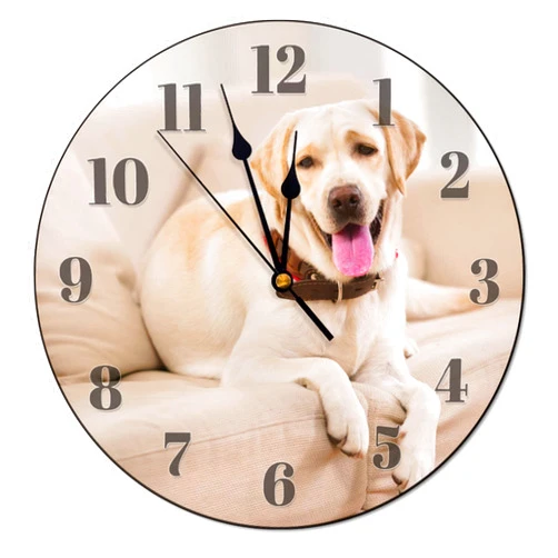 Godblessign Labrador Retriever Dog On Sofa Clock Yellow Lab Dog Silent Non-Ticking Wooden Wall Clocks Battery Operated Farmhouse Wall Decor Home Decor for Living Room Kitchen Home Bedroom 10 Inch