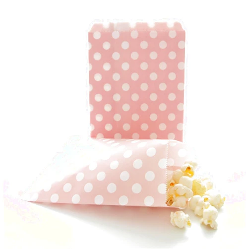 Food With Fashion Wedding Favor Loot Bags - Girl Baby Shower Party Treat Bags, Pink Polka Dot (25 Pack)