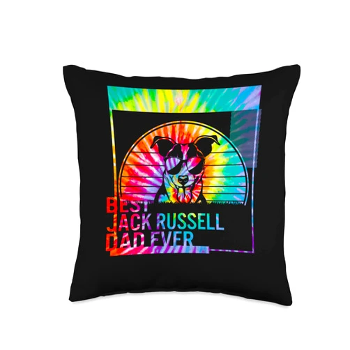Dogs For Life by GonnaBeEasier Tees Co. Best Jack Russell Ever dad Gifts for Men Dog Father Throw Pillow, 16x16, Multicolor