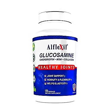 ALFA VITAMINS Alflexil Premium Glucosamine & Chondroitin Nutritional Supplement - Healthy Joint, Bone & Knee Support - Rich In MSM & Collagen - Organic natural Ingredients - Made In USA - 120 Capsules
