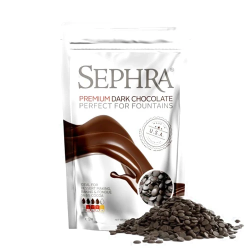 Sephra Premium DARK Couverture Chocolate 2lb Bag. Premium Quality Fountain Ready Chocolate Made In The USA, 56.6% Cocoa, OK Kosher, HALAL, Gluten Free, Trans Fat Free & Vegetarian Friendly.