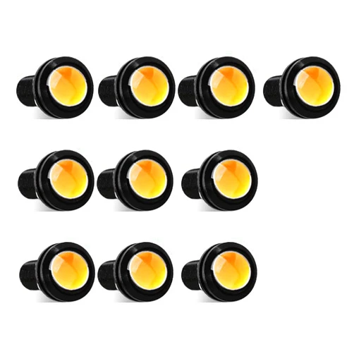Sidaqi Eagle Eye LED 18mm 12V 9W High Power Car Motorcycle Daytime Running DRL Bumper Fog Light Backup Light Clearance Marker Lights Waterproof-10pcs,Amber