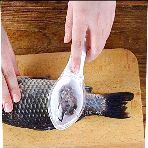 ANDICEQY Fast Remove Fish Skin Brush Plastic Fish Scales Graters Scraper Easy Kitchen Cleaning Tool (White)