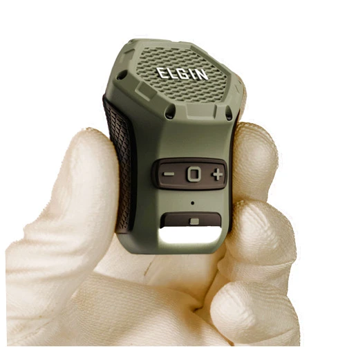 Elgin Thumper Wearable Bluetooth Speaker, Clip-On Mounting, Up to 35 Hours Battery Life, 100-Lumen LED Work Light, Lightweight Design, Durable and Weather-Resistant