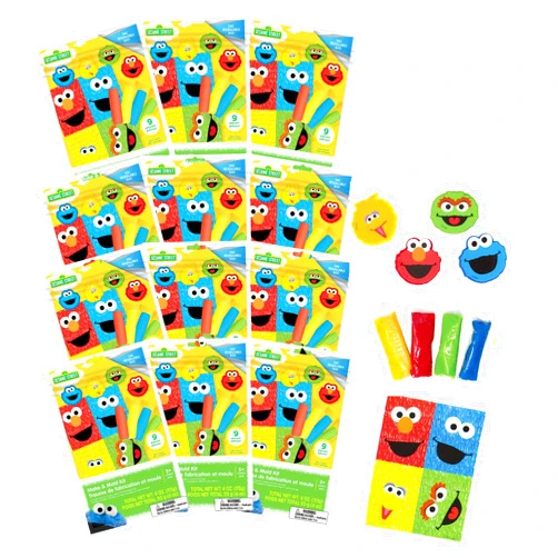 Leap Year Sesame Street Dough Activity Bags, 12-Pack with Dough, Cutters & Punch-Out Sheet, Fun Kids Party Favors