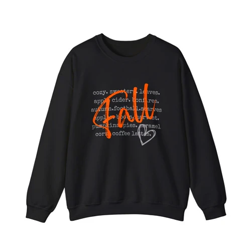 GracyElla Cozy Fall Graphic Sweatshirt, Womens Fall Sweatshirts, Fall Graphic Sweatshirts White (M, Black)