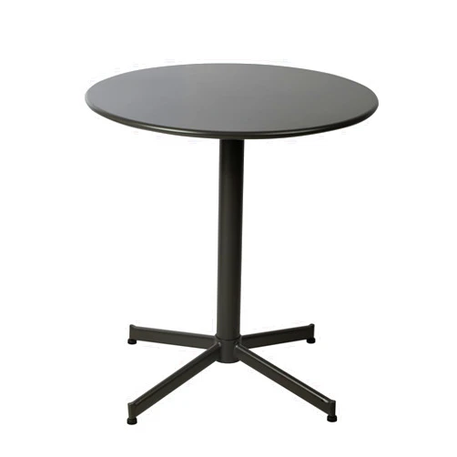 Outogether Dia. 27.5ins Steel Round Folding Table for Outdoor and Indoor, Patio, Back Yard, Balcony, Weather Risistant, Waterproof and Uv-Proof, Stable X Shape Base (Grey)
