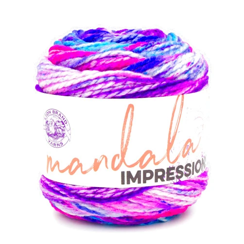 Lion Brand Yarn Mandala Impressions, Multicolor Yarn for Knitting, Crochet and Crafting, Tie Dye, 1 Pack