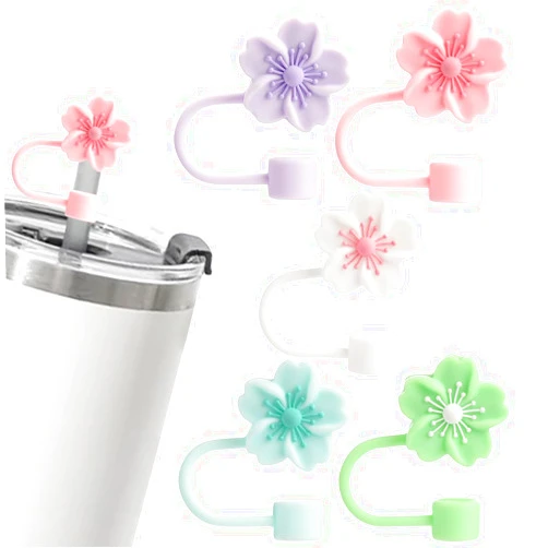 Vrbort Straw Toppers Flower Straw Cover Cap for Stanley Cup, Compatible with Pink Stanley Cup 40 Oz Tumbler(Multicolour)
