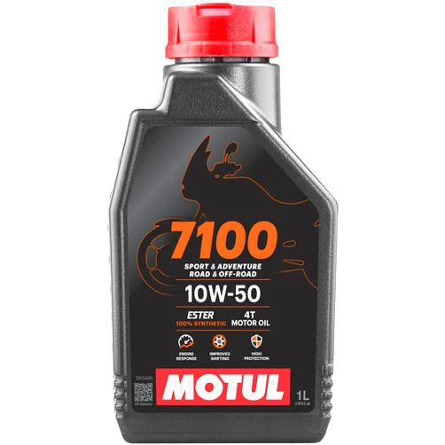 Motul 7100 10W-50 Full Synthetic Motorcycle Oil Engine Motor Lubricant 1 Liter 104097 4-Stroke JASO MA2 Road Street Off-road Adventure
