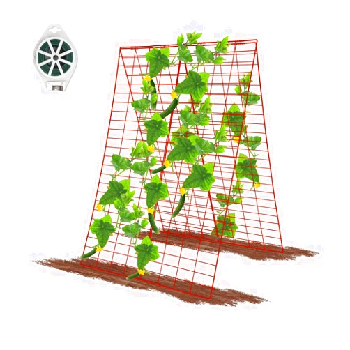 GROWNEER 34 x 48 Inches Red Foldable Cucumber Trellis A-Frame Garden Trellis with 328 Feet Twist Ties, for Cucumber, Climbing Plants Vegetables Flowers