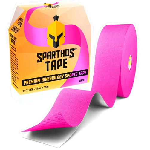 Sparthos Kinesiology Tape - Bulk Large Jumbo - Free Kinesio Taping Guide! - Support for Pro Athletic Sports and Recovery - Kinetic Extreme Medical Med Strips - Uncut 115 ft Roll (Wild Pink)