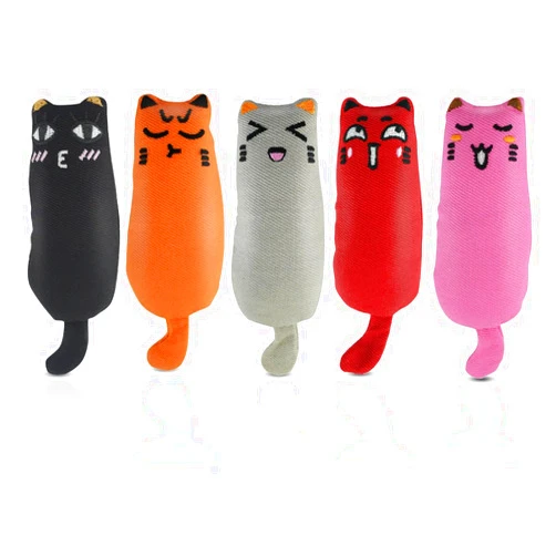Yuntop Soft Indoor Cat Toys Self Play Interactive Pillows Catnip Filled 5PCS Plush Kitten Teething Set Cute Kitty Chew Bite Resistant Cartoon Mouse Pet Supplies Gifts