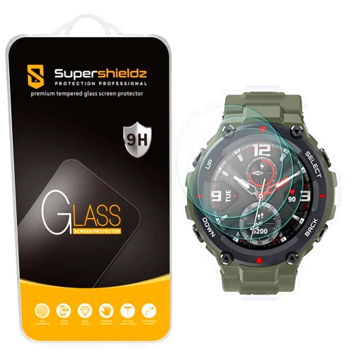 Supershieldz (3 Pack) Designed for Amazfit T-Rex and Amazfit T-Rex Pro Tempered Glass Screen Protector, Anti Scratch, Bubble Free