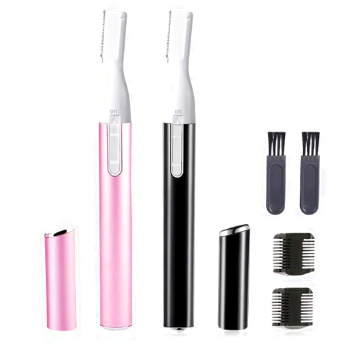 ROSARDEN Electric Eyebrow Trimmer for Women, Facial Hair Razor Removal for Men, Mini Epilator for Bikini, Remover for Face, Chin, Peach Puzz, Lips, Body, Arms, Legs, Battery Operated (Pink, Black)
