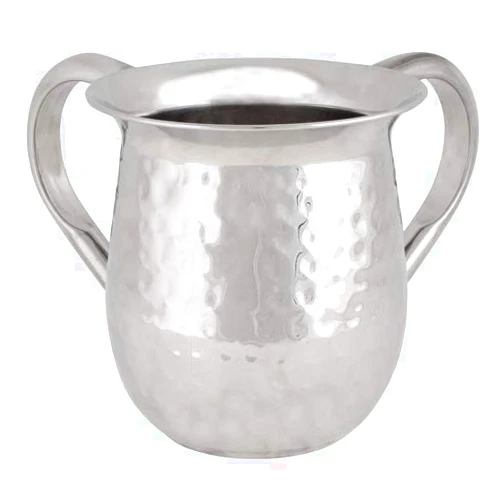 MASORET UNBREAKABLE WASHING CUP: Aluminum Netilat Yadayim Cup 5-Inch Tall Elegantly Brushed 2-Handle Wide-Mouth Ritual Cleaning Water Vessel