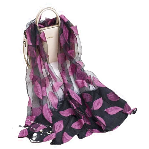ANKOMINA Women Girls Soft Lightweight Leaves Mesh Sheer Silk Scarf Fashion Lace Beach Wrap and Shawls Towel Scarves