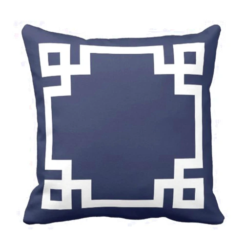 Emvency Throw Pillow Cover Cute Preppy Navy Blue Greek White Key Girly Decorative Pillow Case Home Decor Square 20 x 20 Inch Pillowcase