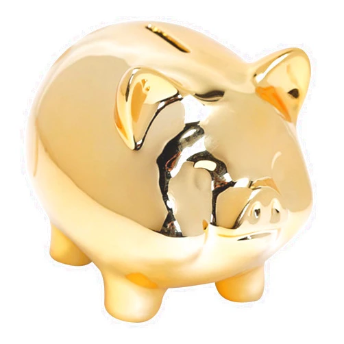 HONITANO Ceramic Piggy Bank Cute Golden Pig Money Saving Box Compact Coin Bank for Home Decoration and 5.7 Inch Durable Savings Jar