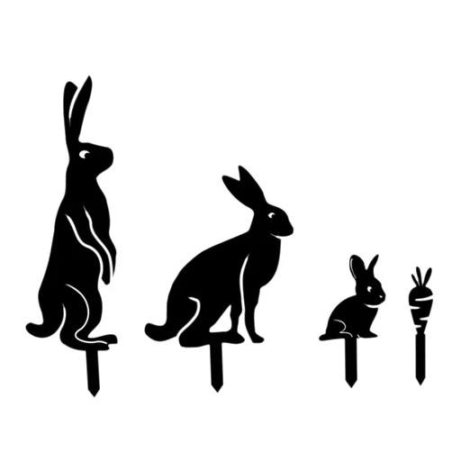 Yardenfun 4pcs Garden Rabbit Sculptures Bunny Statues Yard Decoration Lawn Bunny Stakes - Cute Bunnies Decor for Outdoor Garden, Lawn, Yard, Patio - Rabbits Decor for Easter and Spring