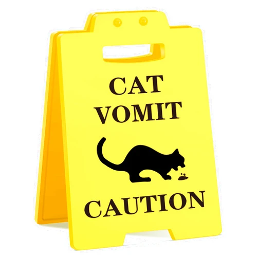 MAMAGIFTREE Funny Cat Vomit Caution Sign, Humorous Desk Sign for Cat Lovers, Perfect Cat Mom or Cat Dad Christmas Gag Gifts for Pet Owners, Best Friends, Cat Enthusiasts, Cat Themed Home Office Decor