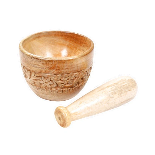 The Wooden Town Wooden Mortar and Pestle Grinder/Chopper for Herbs, for Garlic Press, Coffee Grinder, Herb Spice Masher, Ginger Crusher, Spice Grinding, Spices and Kitchen Usage, Hand Carved - 4 Inches - Natural
