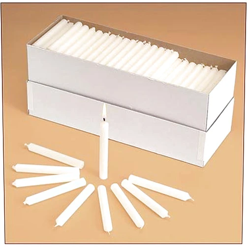 Will & Baumer Church Service Memorial Vigil Ceremony Unscented White 1/2 x 5 3/4 Inch Candles - 100 Per Box