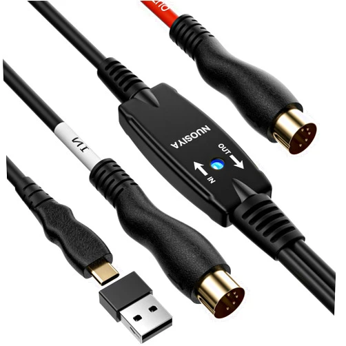 NUOSIYA Type-C to MIDI Cable 6.5Ft,Type-C MIDI Interface Adapter,MIDI to Type-C Cable Converter ​for Music Keyboard Piano to PC Mac Laptop Windows Android
