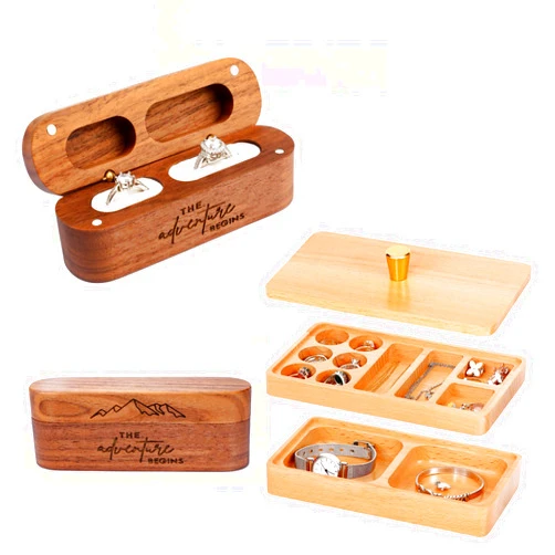 Yhwocd Wood Stackable Jewelry Trays and wooden ring box