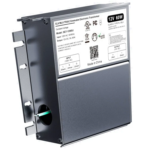 Adapter-Universe Dimmable LED Driver 12V 60W,Compatible with Lutron Switches,Triac ELV/MLV Dimmable Power Supply, AC to DC Transformer for LED Light,Waterproof and UL Listed Smooth Flicker Free Dimming
