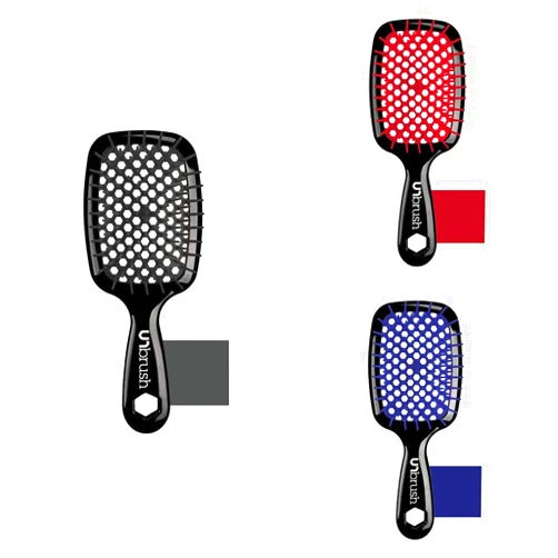 FHI Heat Unbrush Wet & Dry Detangling Hair Brush Bundle, Black/Red/Blue