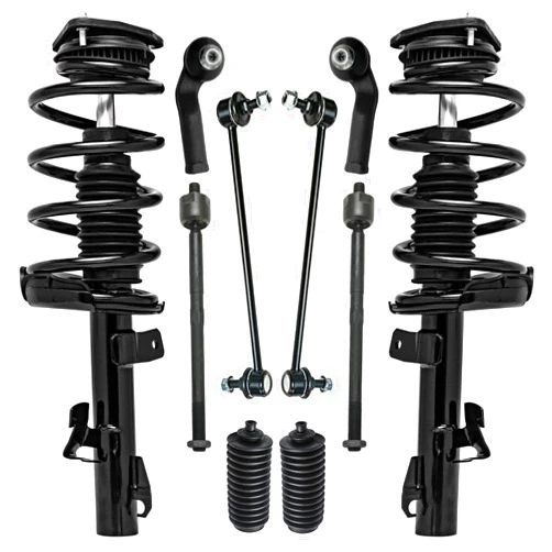 Detroit Axle - Front 10pc Struts Kit for Volvo S40 C70 C30 V50, 2 Struts & Coil Spring 2 Sway Bars 4 Tie Rods 2 Boots Replacement Suspension