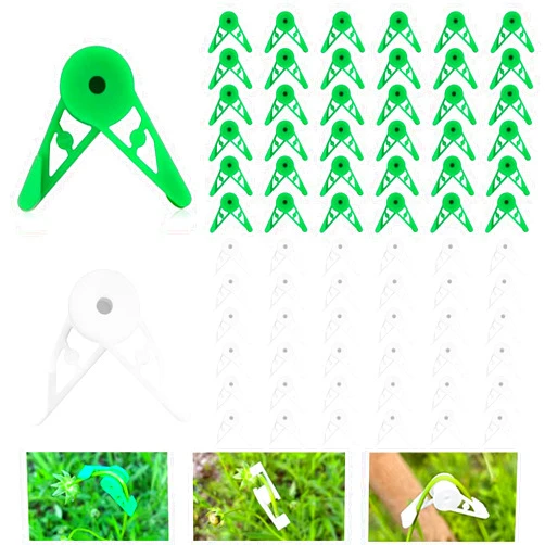 VOVCAMLS 120 Pcs 360 Degree Adjustable Plant Clips VOVCAMLS Plant Trainer Plant Support Clips 360 Degree, Plant Stem Trainer for Bending Plant Stems and Changing The Growing Direction (60* Green, 60* White)
