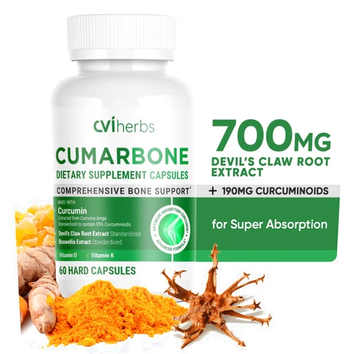 CVI HERBS Joint Support Supplement – Advanced Formula with Turmeric, Devil's Claw, Boswellia, Vitamin D & K for Joint Health, Flexibility & Mobility – Extra Strength for Bone Support (60 Capsules)