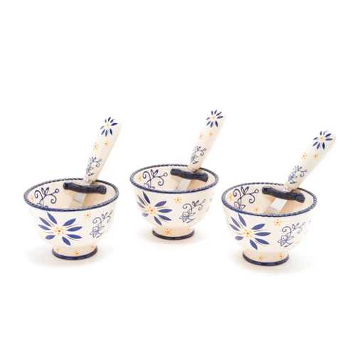 Temp-tations by Tara Temp-tations Set-of-3 Ramekins and Dip Spreaders (Classic Blue)