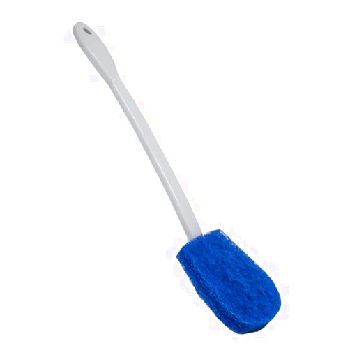 Lola Products Bath & Toilet Bowl Scrubber Brush w/Comfort Handle & Hang Hole. Non-Scratch, Removes Rings w/Scrubbing Pad, Angled Head w/Elongated Handle for Easy Clean, Rust Proof, 1 Pack