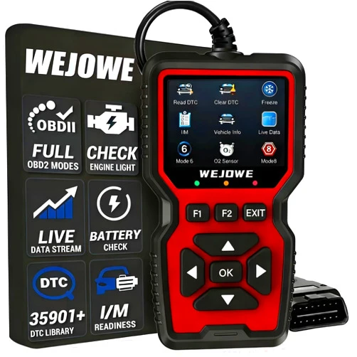 WEJOWE Upgraded OBD2 Scanner Diagnostic Tool, Check Engine Code Reader OBD2 Scanner with Reset, Auto Check Engine Light Mode 6, Mode 8 & I/M Car Diagnostic Scan Tool for All OBDII Car
