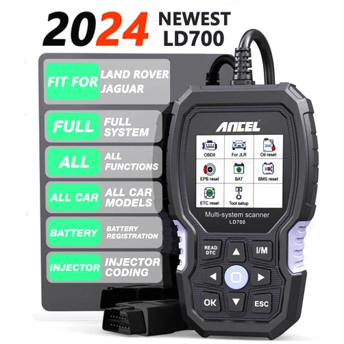 ANCEL LD700 All Systems Diagnostic Scan Tool fit for Land Rover Jaguar, Full Functions OBD2 Scanner with Car Battery Registration, Oil Reset, Check Engine, ABS, Airbag, OBDII Code Reader fit for JLR