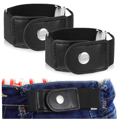Ptwola 2 Pcs Men Side Belts No Buckle Elastic Belt Without Buckle Elastic Stretch Adjustable Belt Loop