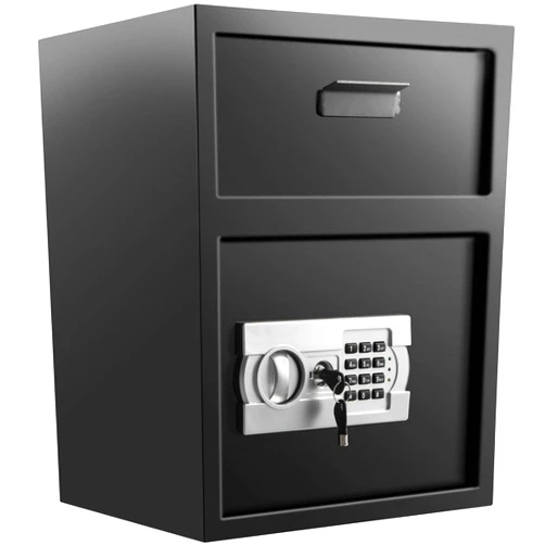 VEVOR Digital Depository Safe Electronic Code Lock, Deposit Safe with Two Emergency Keys, Depository Safe with Deposit Slot, Restaurant Safe Carbon Steel, Depository Box for Home, Hotel and Office