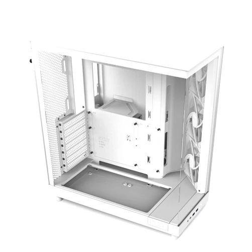NZXT H6 Flow | CC-H61FW-01 | Compact Dual-Chamber Mid-Tower Airflow Case | Panoramic Glass Panels | High-Performance Airflow Panels | Includes 3 x 120mm Fans | Cable Management | White