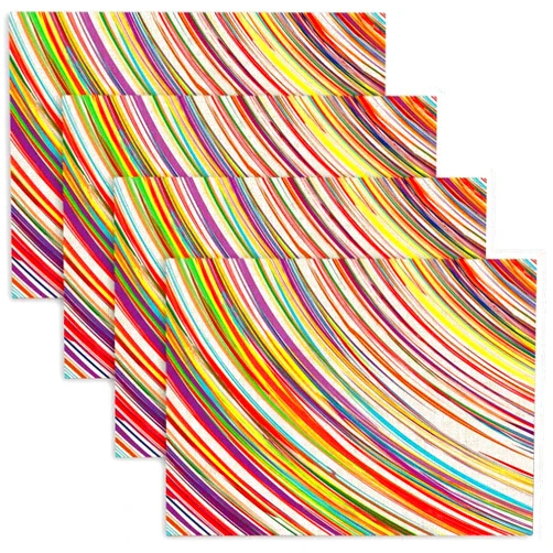 Mrcrypos Abstract Art Rainbow Curved Lines Colorful Background 12x18 Inch Placemats Set of 4 Linen Table Mats Easy to Clean Heat-Resistant Placemats for Dining Table Kitchen Decor Outdoor