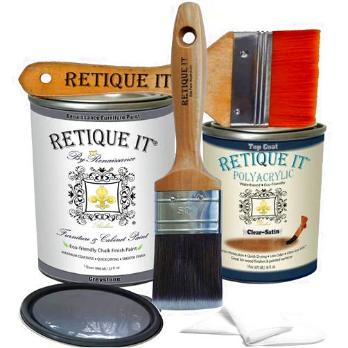 Retique It Chalk Furniture Paint by Renaissance DIY, 6 Piece Set, 06 Greystone, 32 Ounces