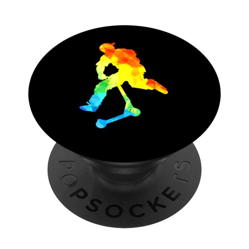 Scooter Skating Lover Scooter Driver Gift Abstract Scootering Polygon Tie Dye Art Scooter Stunt PopSockets Swappable PopGrip